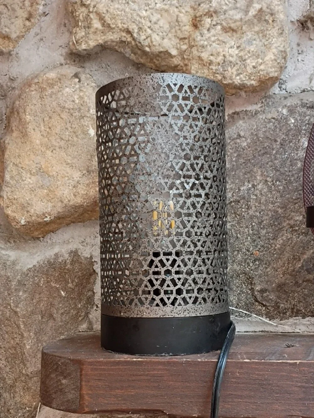 Decorative Black Metal Lattice Table Lamp - Unbranded